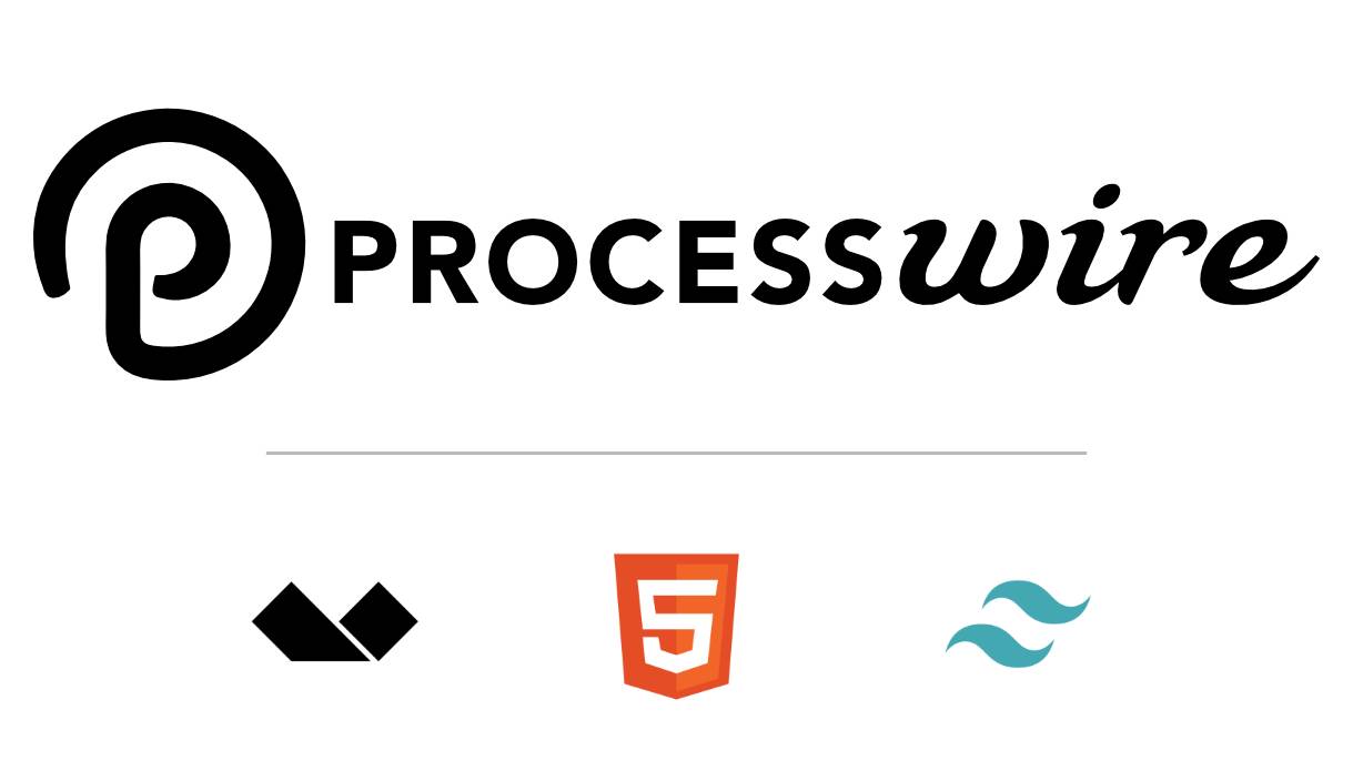 Logo des CMF ProcessWire, darunter die Logos von Alpine JS, HTML5 und Tailwind.