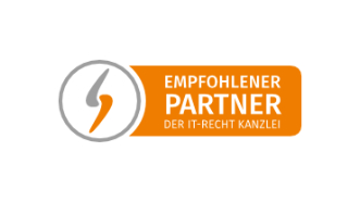 Logo der IT-Recht Kanzlei in München mit dem Zusatz: „Empfohlener Partner der IT-Recht Kanzlei“